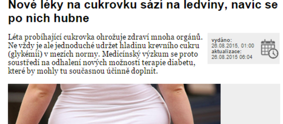 Nové léky na cukrovku sází na ledviny, navíc se po nich hubne