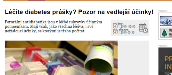 Léčíte diabetes prášky? Pozor na vedlejší účinky!